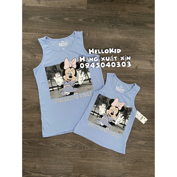 A261 - Áo 3 lỗ minnie xanh bé gái