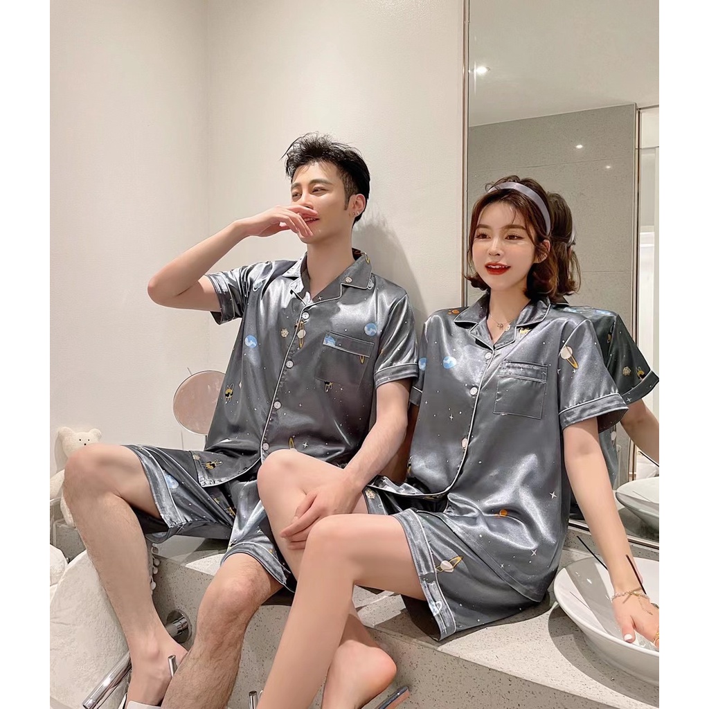 Bộ Đồ Ngủ Vải Lụa Cao Cấp Thời Trang Mùa Thu Đông Cho Cặp Đôi