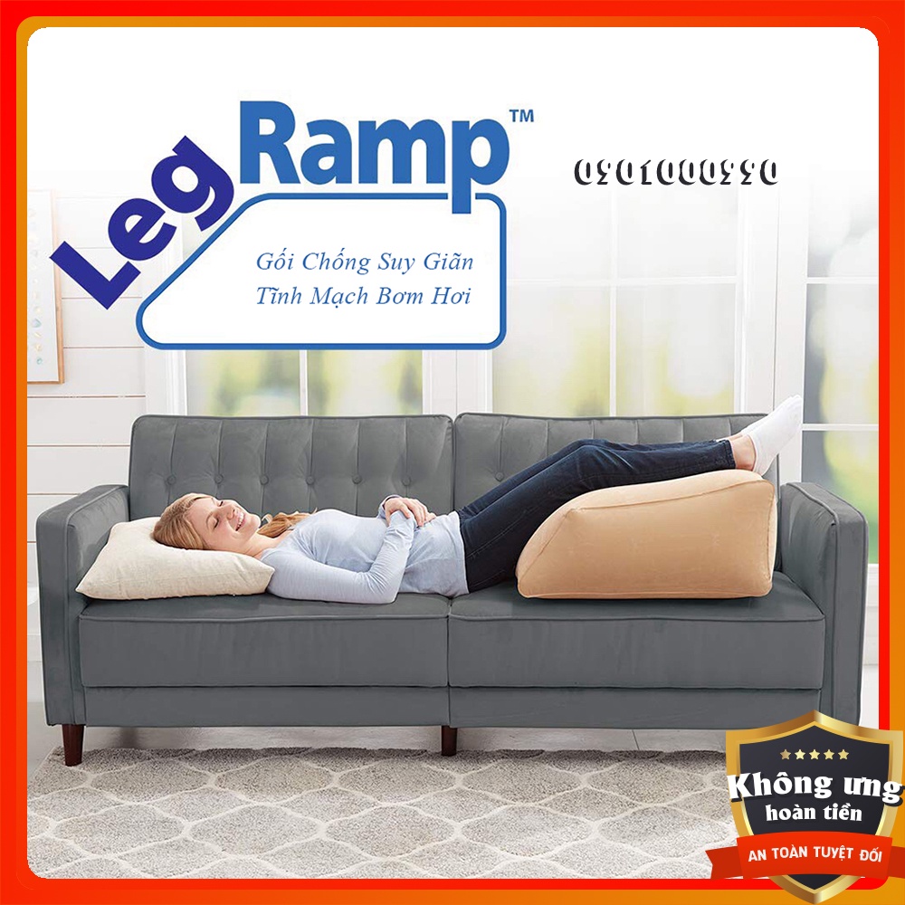 Gối kê chân chống giãn tĩnh mạch bơm hơi Leg Ramp 63x60x32cm - Hàng nhập khẩu - Gấp gọn tiện lợi mang theo