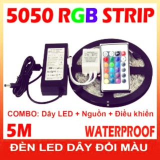 Cuộn led dán 5m Đủ Màu - RGB Chỉnh Màu bằng remote - Nhiều chế độ Sáng, Điện 12v