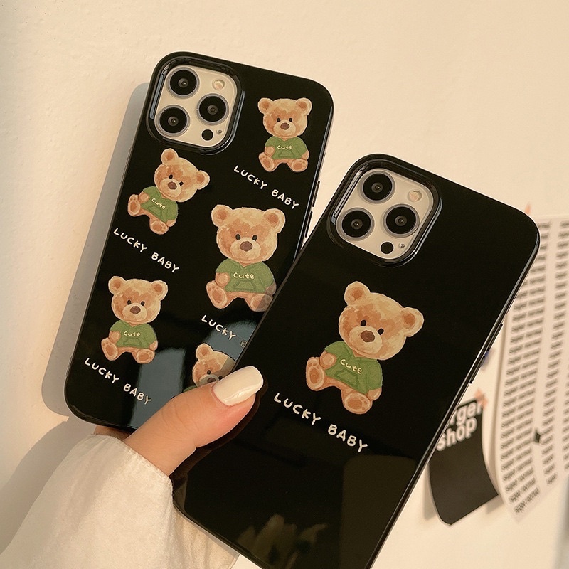 (SIÊU RẺ) Ốp iphone gấu đen Lucky baby 6/6plus/6s/6splus/7/7plus/8/8plus/x/xr/xs/11/12/13/pro/max/plus/promax