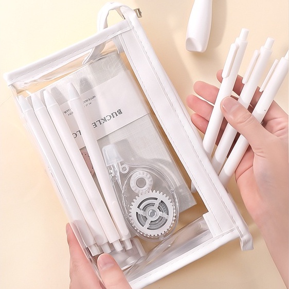 Túi Đựng Bút Bằng PVC Chống Nước Sức Chứa Lớn Đơn Giản Sắp Xếp Gọn Gàng Cho Trường Học / Văn Phòng