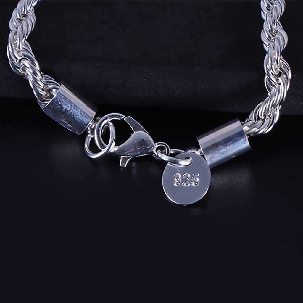 Vòng tay mạ bạc 925 dạng xoắn phong cách độc đáo