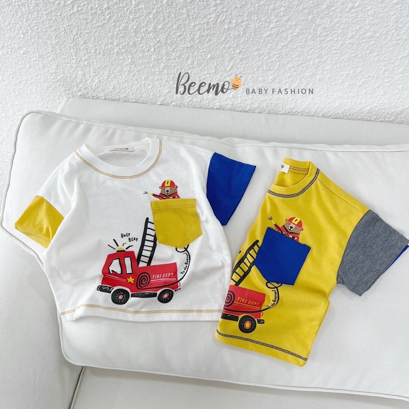 Bộ short cotton chó cứu hộ bé trai-MS78