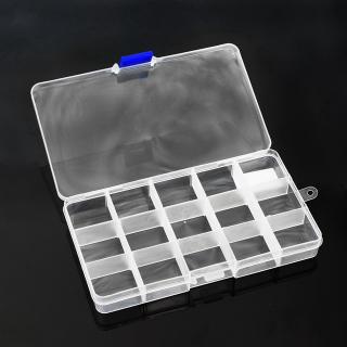 15 Compartment Storage Box Practical Adjustable Plastic Case for Bead Rings Jewelry Display Organizer