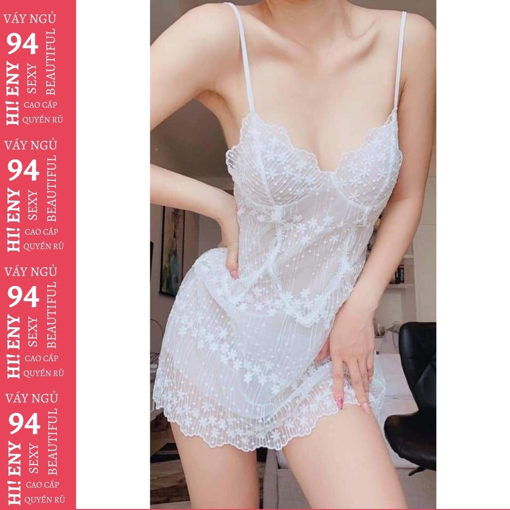 Đầm ngủ 2 dây ren cao cấp Váy ngủ sexy gợi cảm kèm quần chíp M5