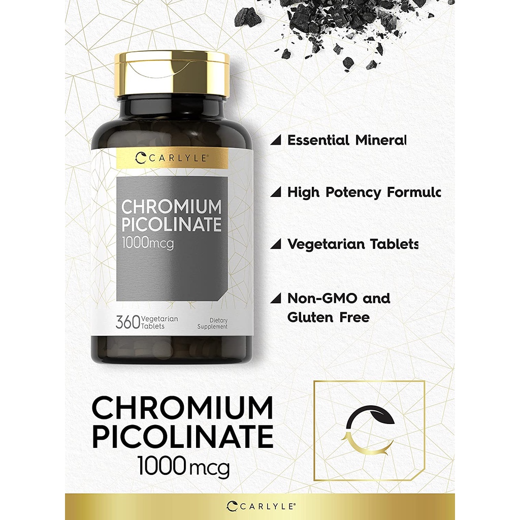 Carlyle Ultra Chromium Picolinate 1000mcg - Viên uống hỗ trợ tim mạch, cân bằng đường huyết và giảm cân 360 viên