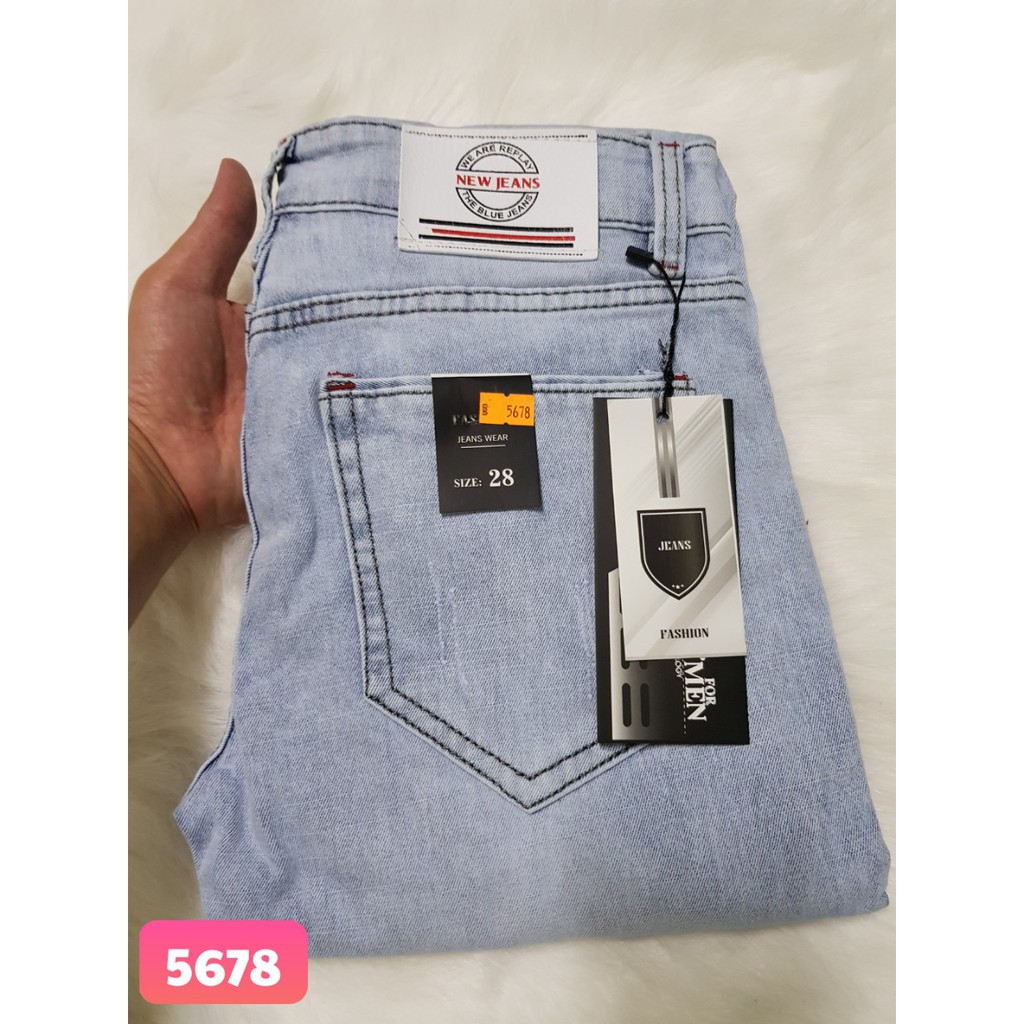 Quần Jean Nam trơn Chất Bò Cào Nhẹ Wash bạc DRAU STORE Cao Cấp MS 5678 TS MON [XẢ KHO HÀNG XƯỞNG] [có hình thật]