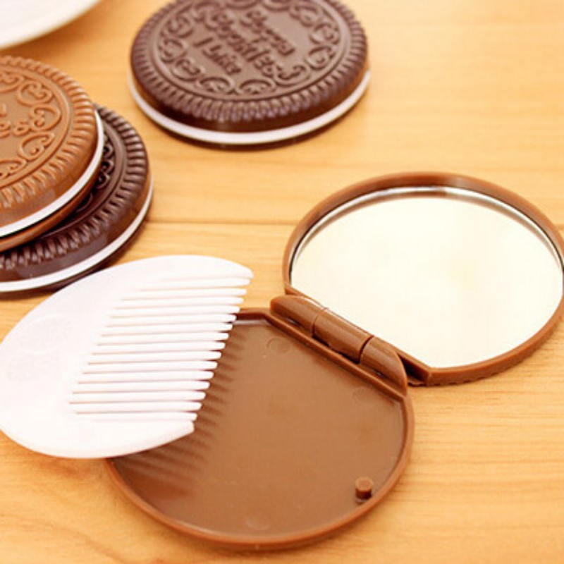 New Product ♕ exo ღ Cute and Portable Makeup Mirror with Comb Lady Women Pocket Mirror