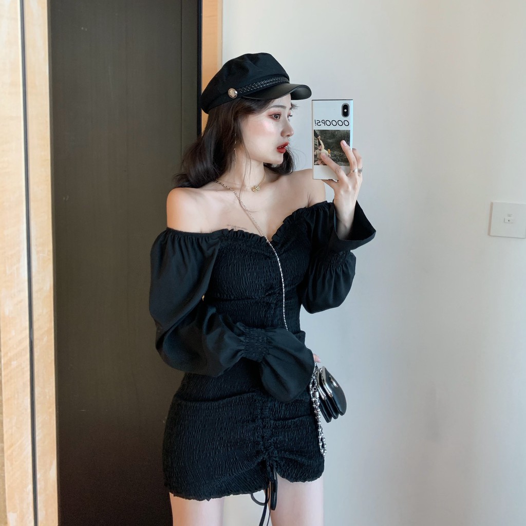 Đầm dáng ôm trễ vai Emilyshop ulzzang