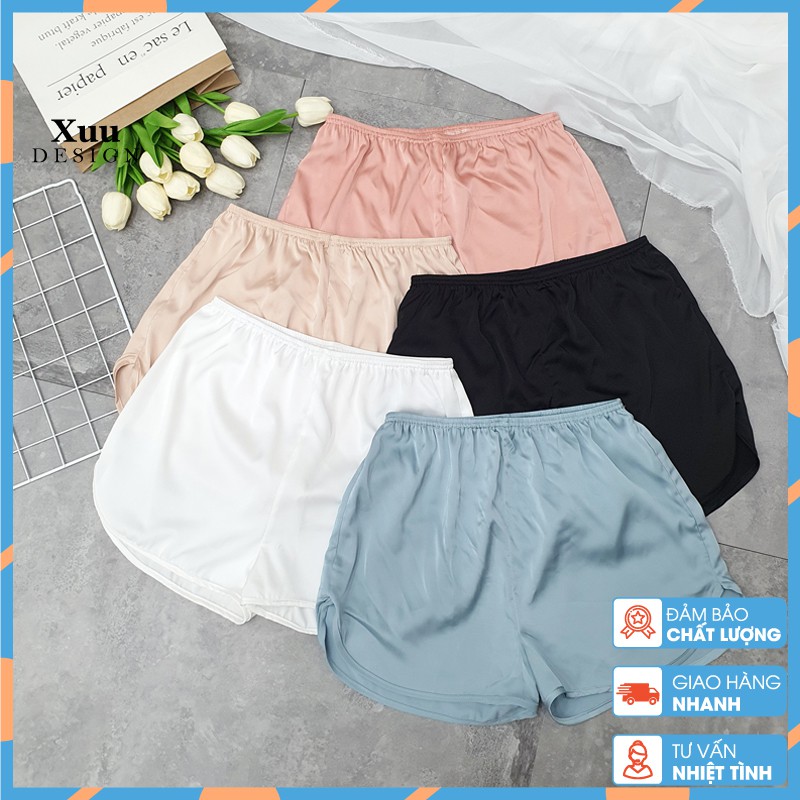 Quần đùi nữ mặc nhà lụa cao cấp có size, quần ngủ nữ lưng chun co dãn nhiều màu - QĐ01