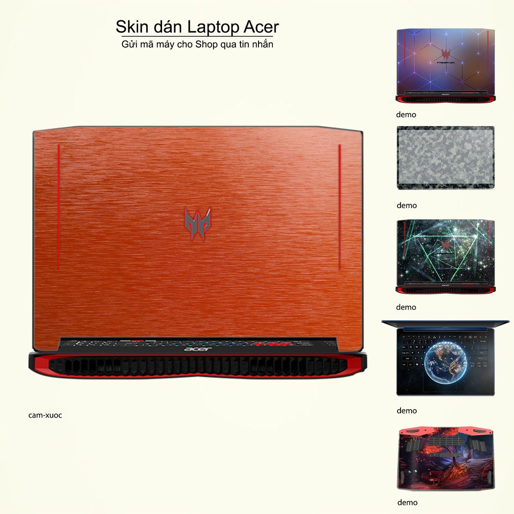 Skin dán Laptop Acer màu cam xước (inbox mã máy cho Shop)