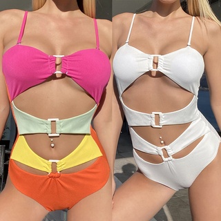 Bikini một mảnh kẻ sọc nhiều màu sắc gợi cảm