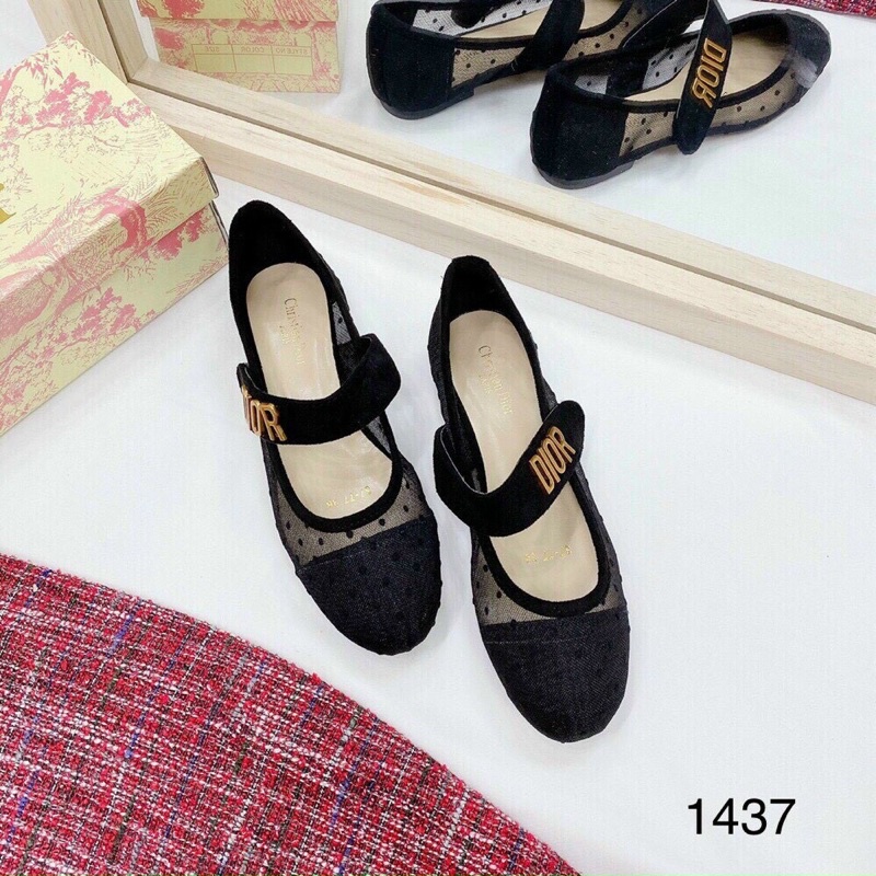 Giày búp bê lưới bi D i o r mã 1437