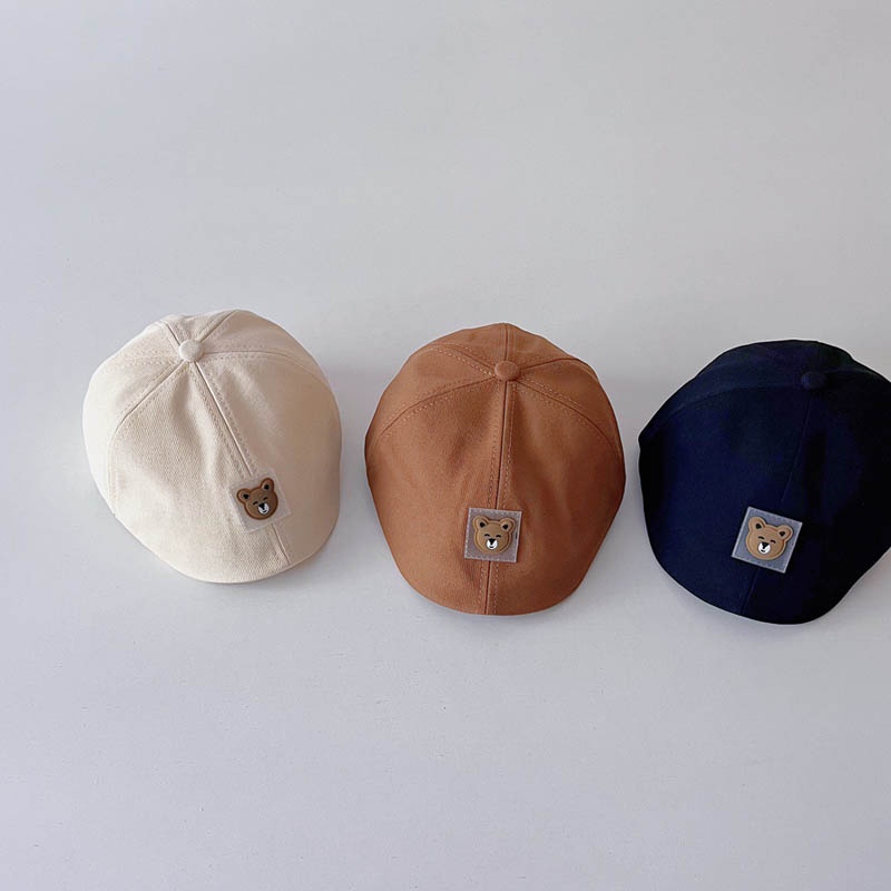 Nón Beret Chống Nắng Màu Kẹo Hình Chú Gấu Dễ Thương Phong Cách Cổ Điển Cho Bé