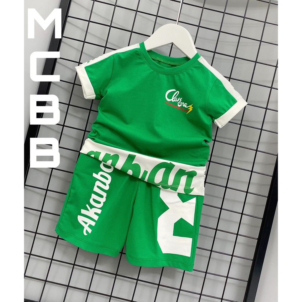 MCBB - 7-23 Kg 100% Vải Cotton Bộ Đồ Bé Trai Áo Phông Cổ Tròn Quần Đùi Short Áo Thun Tay Ngắn Bộ Quần Áo Bé Trai Trẻ Em