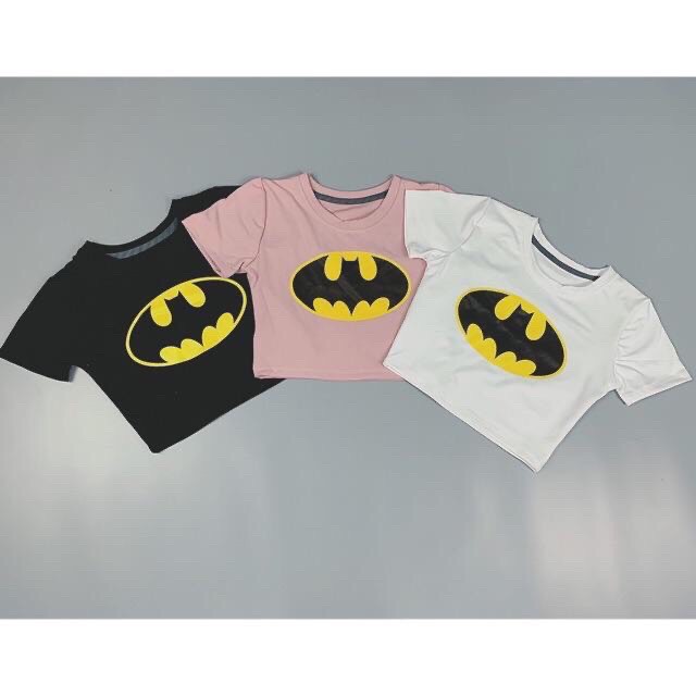 Áo croptop xinh thun lụa in hình siêu nhân cực cá tính