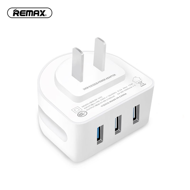 Nguồn sạc điện thoại nhanh 3 cổng USB Remax RP- U31