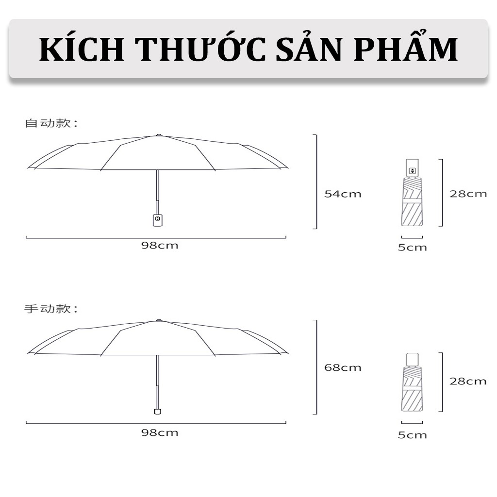 Ô Dù Cao Cấp , Che Mưa Đi Nắng Tự Động Gấp Gọn Chống Tia UV Ver.1