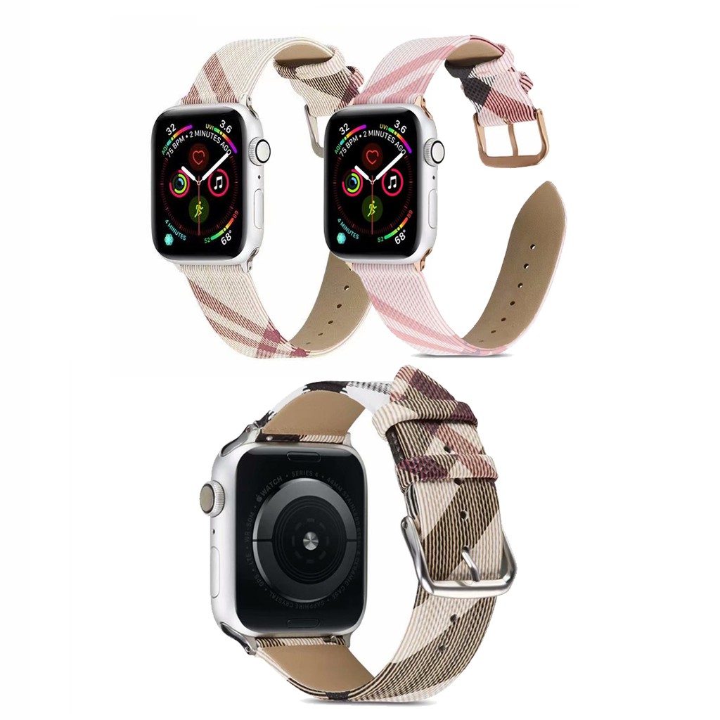 Dây da họa tiết caro thời trang cho đồng hồ Apple Series 1 2 3 4 5 6 SE 38mm 40mm 42mm 44mm Series 7 41mm 45mm