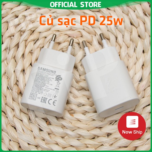 Củ sạc Samsung nhanh 25w Zin Note 10 20 S21 S21 plus ultra type C PD chính hãng trắng