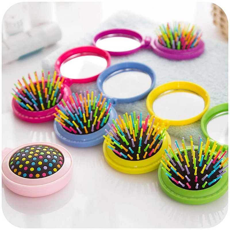 (Hàng Mới Về) Lược Gấp Tích Hợp Gương Thuận Tiện Cho Tóc