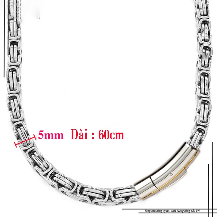 Dây chuyền nam inox kiểu ziczac vuông 5mm khóa vip sáng đẹp, không đen, thể hiện đẳng cấp phái mạnh