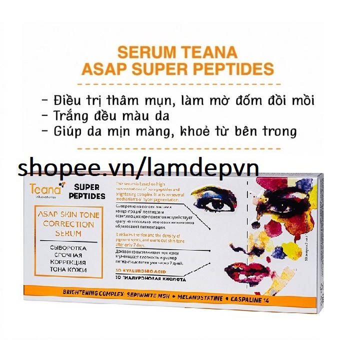 Serum Teana dưỡng trắng, mờ thâm ASAP Super Peptides