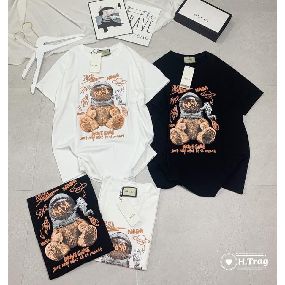 Áo thun tay lỡ form rộng ESTINI áo thun Unisex nữ nam chất cotton vải dày GẤU BÔNG NASA