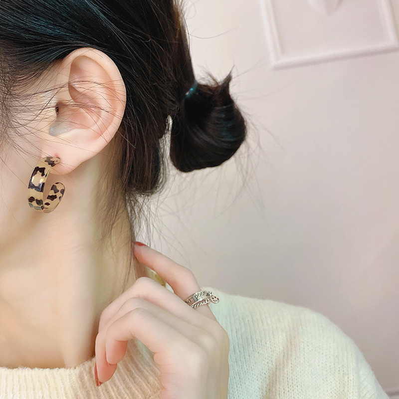 Bông tai thời trang họa tiết da báo phong cách Hàn Quốc cho nữ
