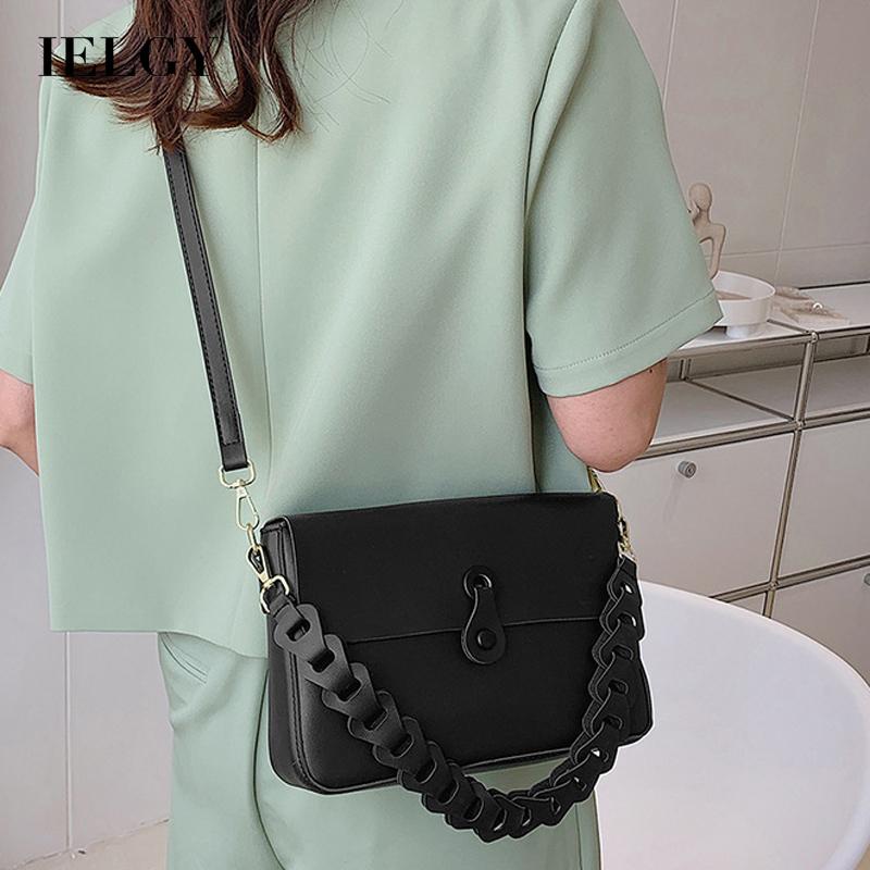 IELGY Túi Đeo Chéo Bằng Da pu Màu Trơn Thời Trang Cho Nữ