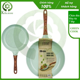 Chảo đúc đáy từ men đá chống dính 7 lớp Greencook GCP06 công nghệ chống trầy Hàn Quốc - Hàng chính hãng - KILA