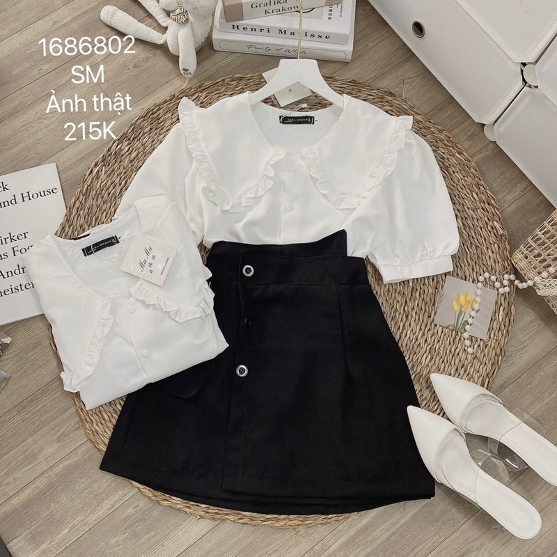 Set Áo Sơ Mi Chân Váy Đen Nút 1686802