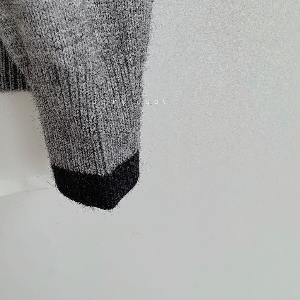 Áo Khoác Len JEM CLOSET Style Thu Đông Áo Khoác Nữ Form Rộng MOJI Cài Cúc 2 Màu Xám Đen Phong Cách Hàn Dễ Thương 1836