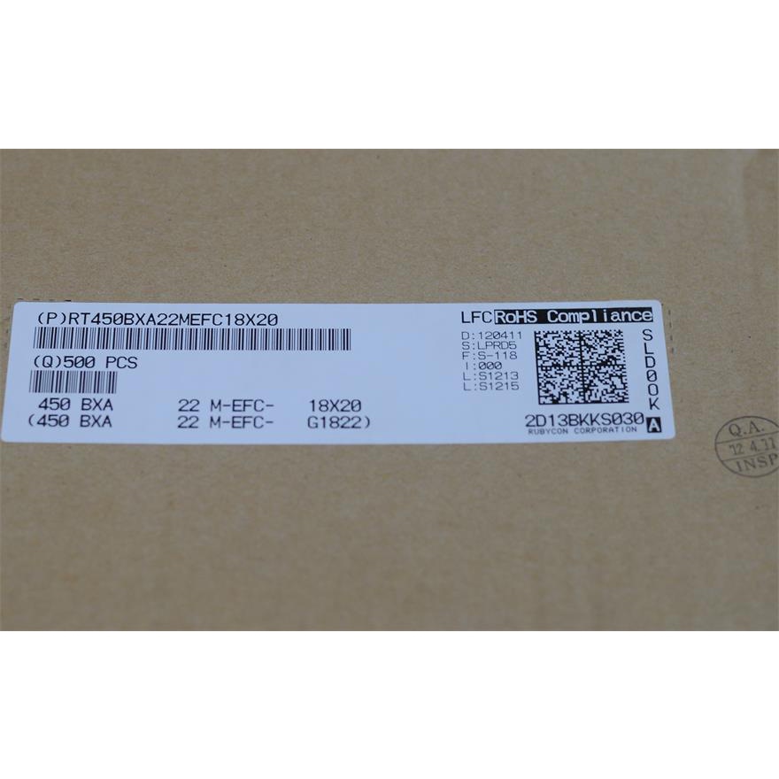 A01 Tụ điện màu đen Rubycon 450V 22UF BXA 105° 18x20