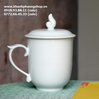 Ly sứ trắng Minh Long có nắp - ly sứ trắng có nắp sứ Minh Long