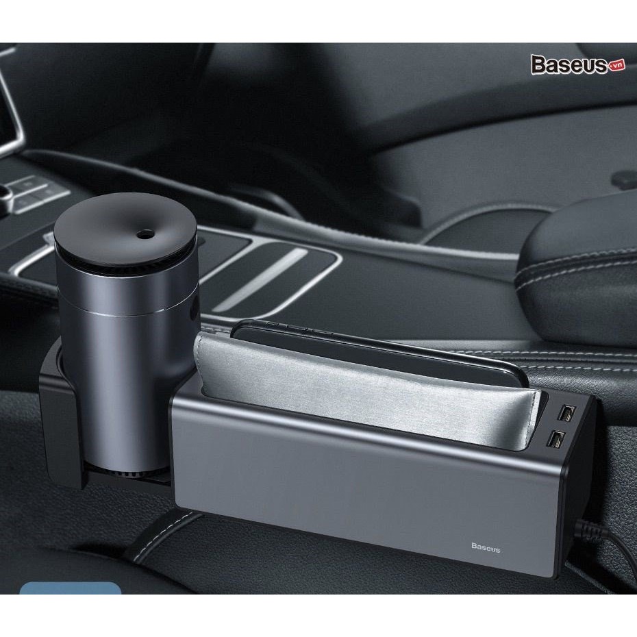 Ngăn chứa đồ tiện dụng tích hợp Dock sạc USB dùng trên xe hơi Baseus Deluxe Metal Armrest Console Organizer