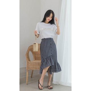Thanh lý chân váy phồng caro đuôi cá lệch tà đón tết
