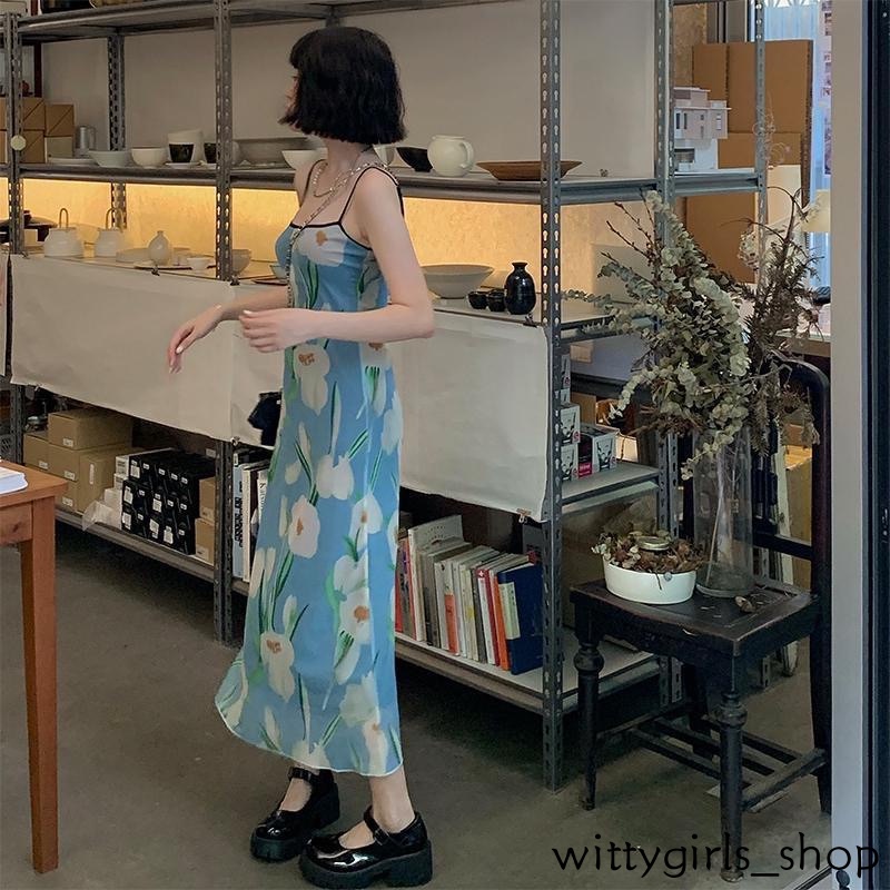 Wittygirls_shop | Đầm Dáng Dài Ôm In Hoa Thời Trang Quyến Rũ Cho Nữ