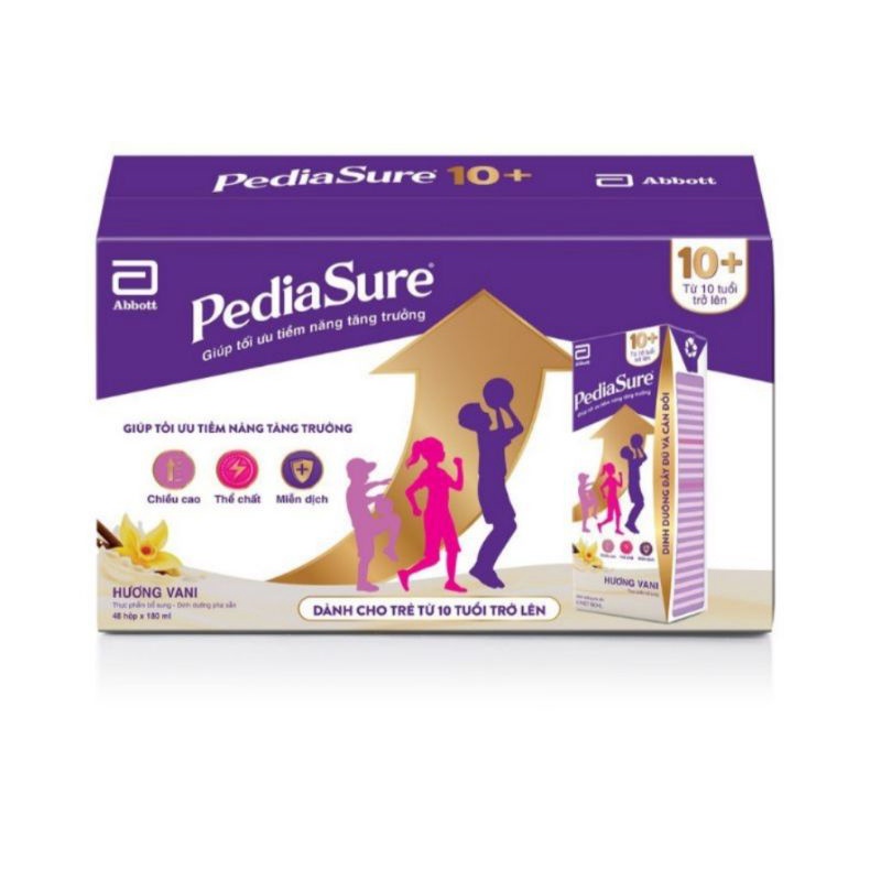 thùng 48 hộp sữa Pediasure vani 180ml 10+ hàng khuyến mại dành cho trẻ em từ 10 tuổi trở lên