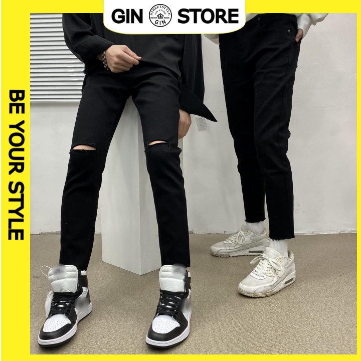 Quần jeans nam ZR ĐEN Quần jean dáng Skinny & Slim Fit Ống Côn co dãn tôn dáng - Gin Store
