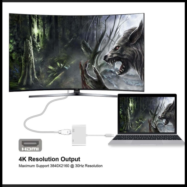 Bộ Chuyển Đổi Usb C 4k Type C Sang Hdmi Vga Usb3.0 Cho Galaxy S10 / S9 / S8 Huawei