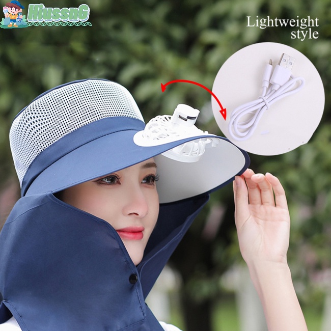 Nón Chống Nắng Thoáng Khí Kèm Quạt Có Thể Tháo Rời Tiện Dụng Cho Nữ