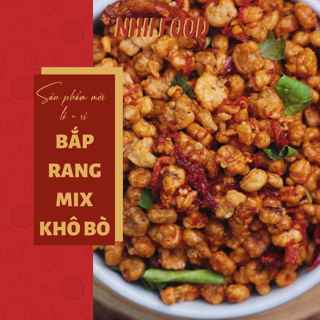 500GR Bắp rang mix khô bò giòn cay NHII FOOD thực phẩm sạch nhà làm