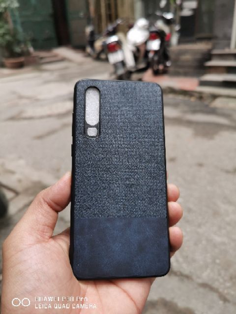 Ốp lưng Silicon mềm lưng da kết hợp vải cho Huawei P30