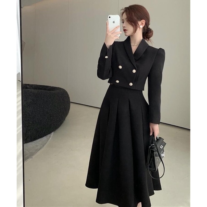 Set Áo Vest chân váy + Vest  Hàn Quốc lịch lãm - Nữ  - Màu Đen size S M L | BigBuy360 - bigbuy360.vn