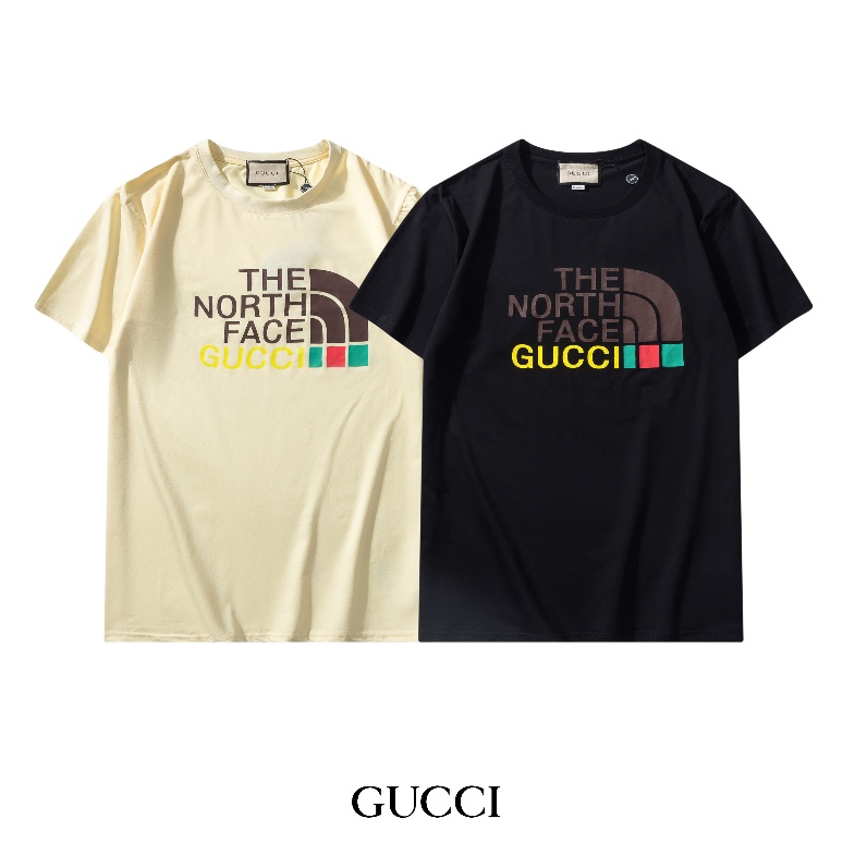 Áo Thun Cotton Tay Ngắn In Chữ Gucci The North Face Thời Trang Cho Nam Và Nữ