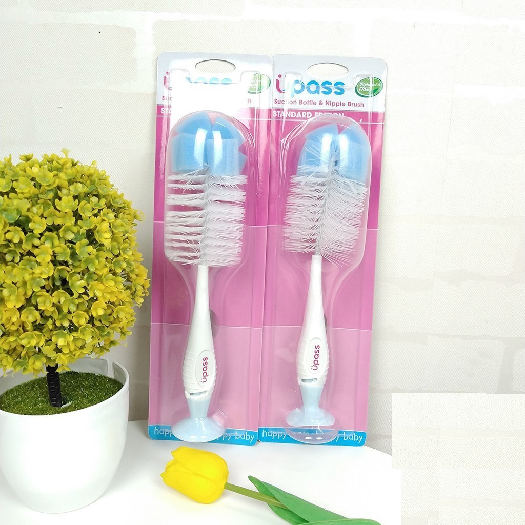 Bộ chổi cọ rửa bình sữa và núm ti không BPA thương hiệu Upass nhập khẩu Thái Lan ( có đế hút chân không chống rơi đổ)