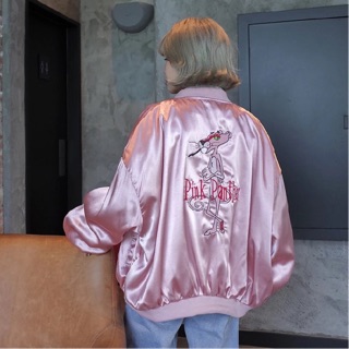 ÁO KHOÁC BOMBER NỮ ULZZANG HOẠ TIẾT PINK PANTHER