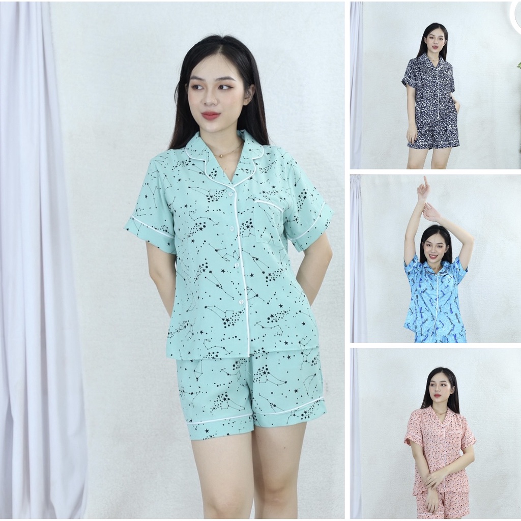 [HÌNH THẬT 100%] XẢ HÀNG SỐC  Bộ đồ Pijama nữ quần ngắn tay ngắn   - vải siêu lụa cao cấp - Cực Kì Sang Chảnh